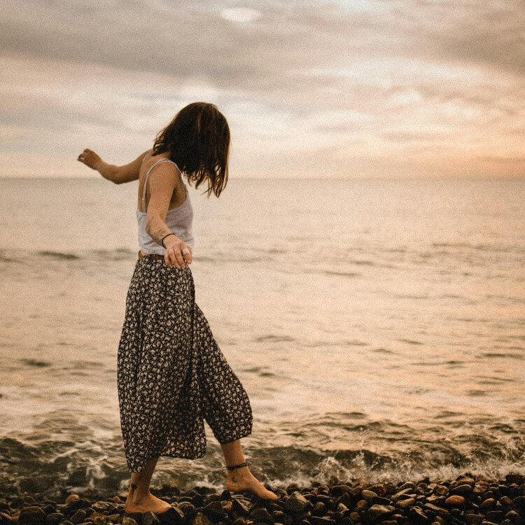 A woman on the beach.